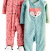 Carters Fleece Sleep and Play Suits Baby Girls 2-Pack-0