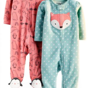 Carters Fleece Sleep and Play Suits Baby Girls 2-Pack-0