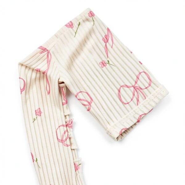 Sweet Bow Baby Girl Romper Cotton Ribbed Knit Newborn Outfit-5