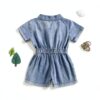 Toddler Girl Denim Jumpsuit Cotton Blend Short Sleeve Romper-3
