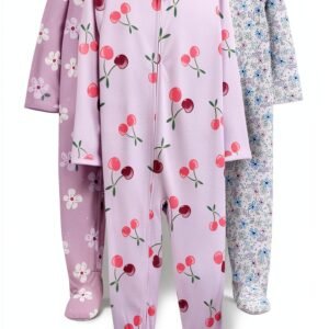 Carters Baby Girls Footed Pajamas 3-Pack Loose Fit Full-0
