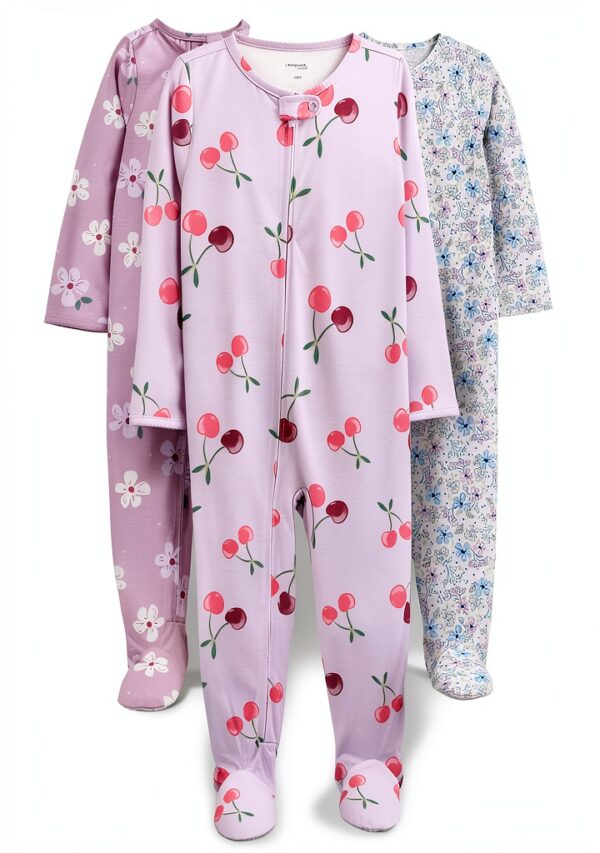 Carters Baby Girls Footed Pajamas 3-Pack Loose Fit Full-0