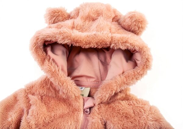 Baby Girls Fleece Romper Jumpsuit with Bear Ears Cozy Winter-2