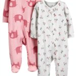 Carters Baby Girls 2-Pack Footies Easy Zipper Thermal-0
