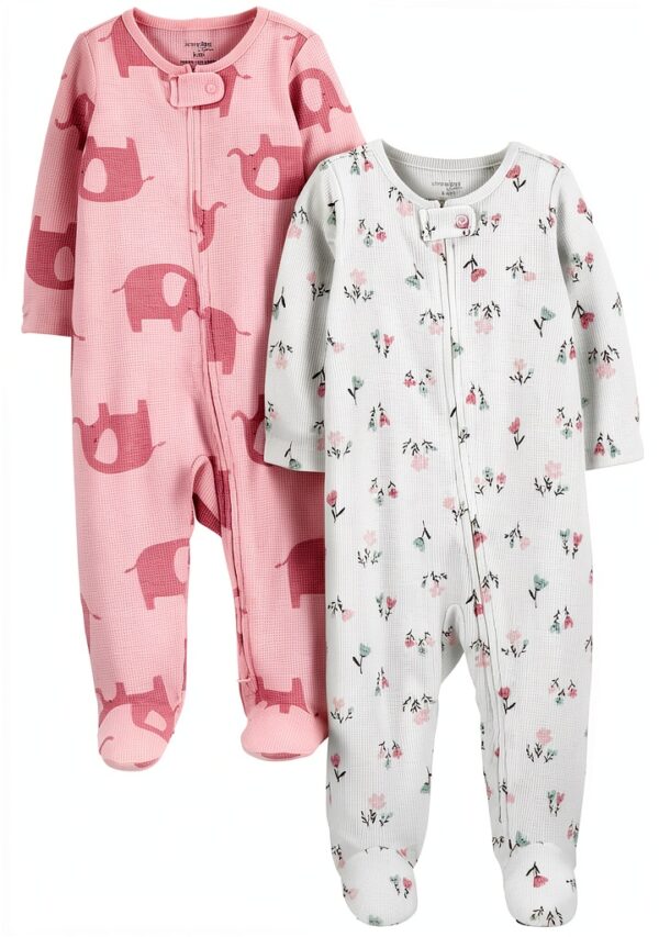 Carters Baby Girls 2-Pack Footies Easy Zipper Thermal-0