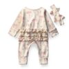 Sweet Bow Baby Girl Romper Cotton Ribbed Knit Newborn Outfit-2