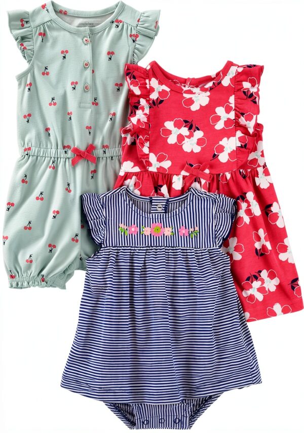 Carters Baby Girls Romper Set Soft Fabric Fun Prints-0