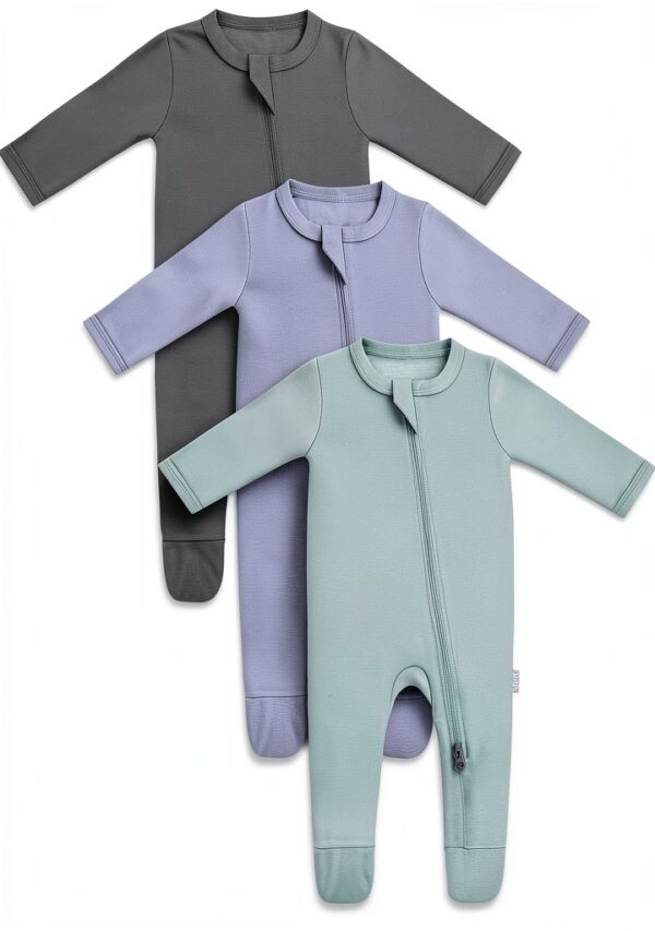 Bab Gender Neutral Baby Pajamas Dual Zipper Stretchable-0