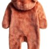 Baby Girls Fleece Romper Jumpsuit with Bear Ears Cozy Winter-1