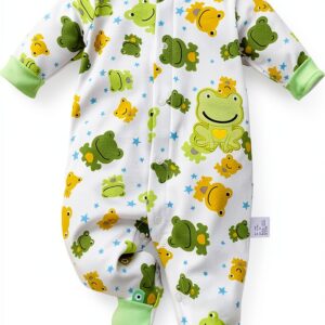 Organic Cotton Baby Romper Long Sleeve Footed Jumpsuit Snap-0