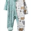 Carters Baby Footie Pajamas Soft Neutral Colors Safety Chin-0