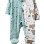 Carters Baby Footie Pajamas Soft Neutral Colors Safety Chin-0