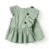 Pavo Baby Girl Green Smocked Romper Cotton Long Sleeve-5