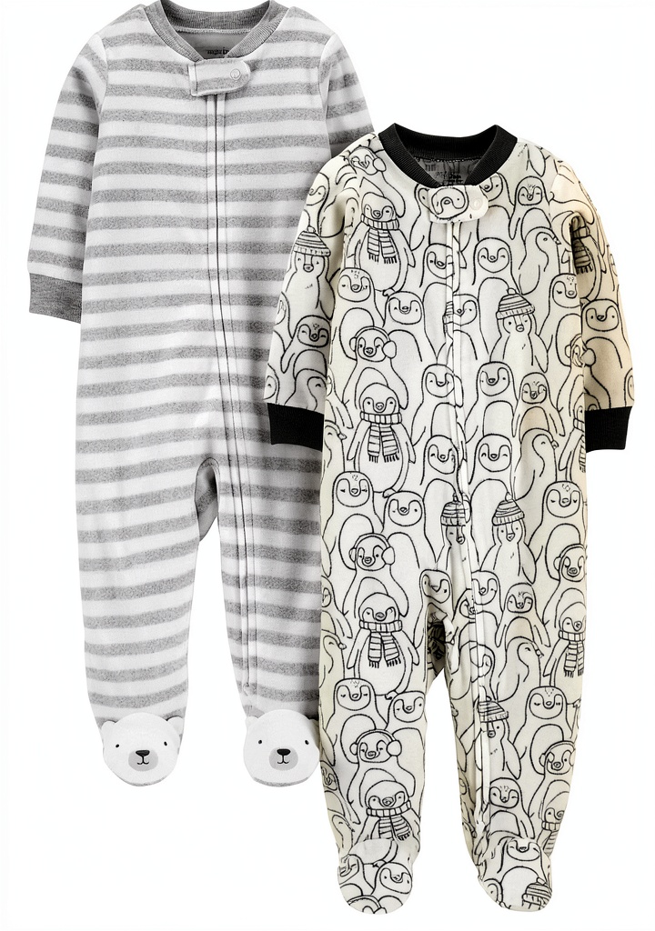 Carter's baby footie pajamas in Grey Monkey/White Owl print