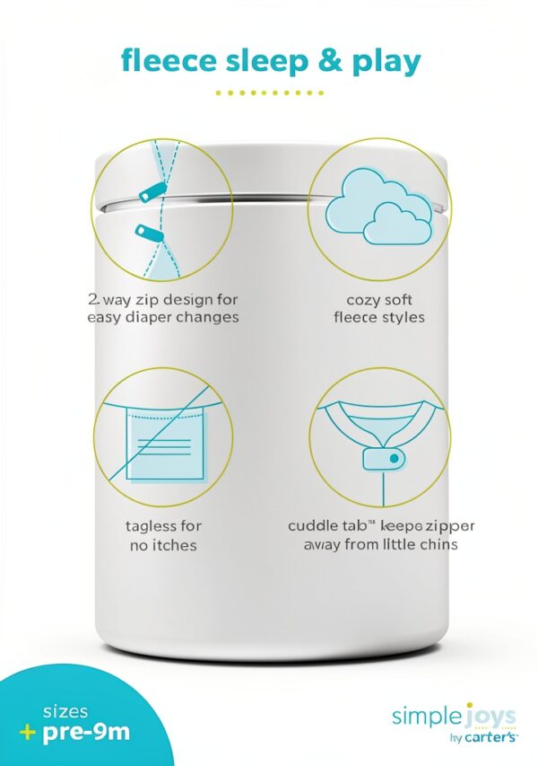 Carters Baby Footie Pajamas Fleece Zipper Unisex-4