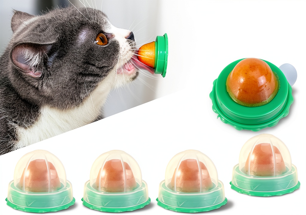 Cat playing with Balacoo treat ball in a living room