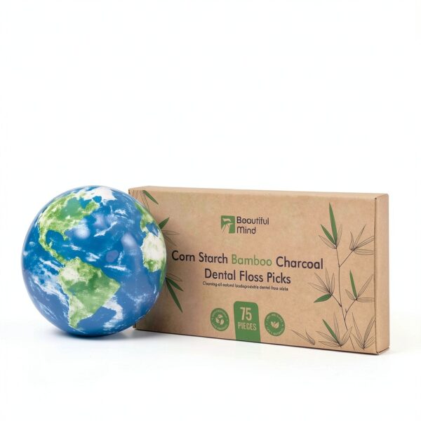 EcoBamboo Charcoal Dental Floss Picks 75 Count Travel Pack-6