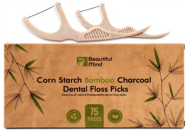 EcoBamboo Charcoal Dental Floss Picks 75 Count Travel Pack-0