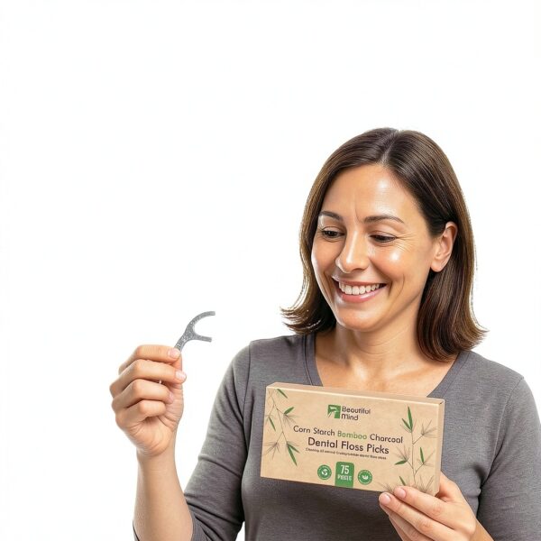 EcoBamboo Charcoal Dental Floss Picks 75 Count Travel Pack-7