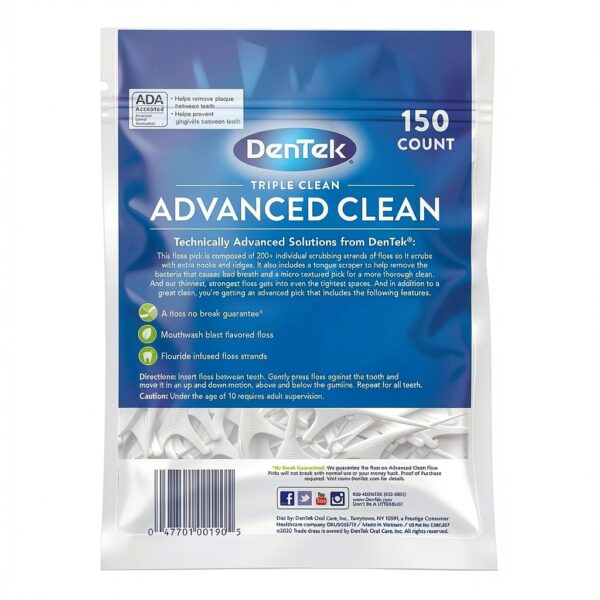 DenTek Triple Clean Floss Picks Mint No Break No Shred 150 Count-8